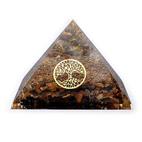 Tijgeroog Piramide met Levensboom Symbool van Kunsthars