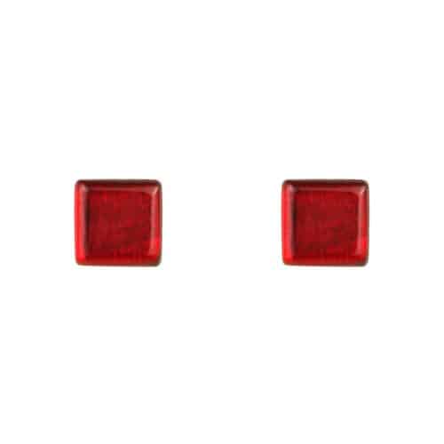 Rode Capiz Cube Oorbellen van Yokomeshi, 10 gram