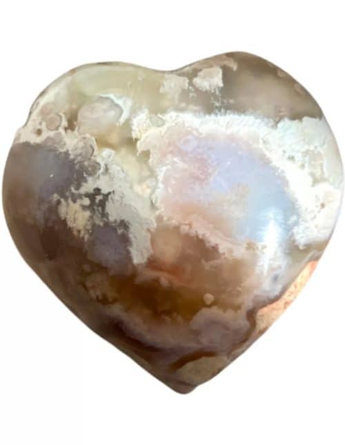 Handgeslepen Bloemagaat hart half-edelsteen 100-150 gram