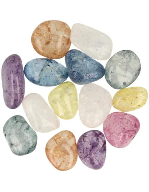 Bergkristal Crackle Mix Trommelstenen 250 Gram Ca 15-20 Stenen