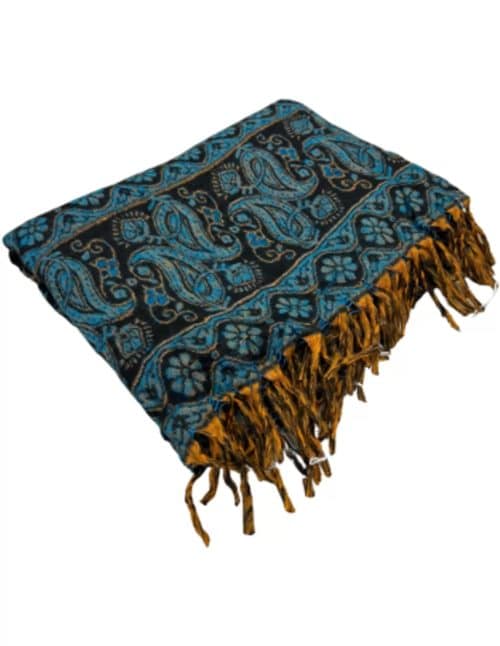 Meditatiedeken Zwart Oranje Blauw Acrylic Wool Nr 121