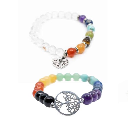 7 Chakra Armbanden Set met Symbolen - Bundel