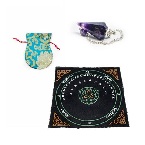 Amethist Facet Pendel met Keltische Mat Set – Bundel