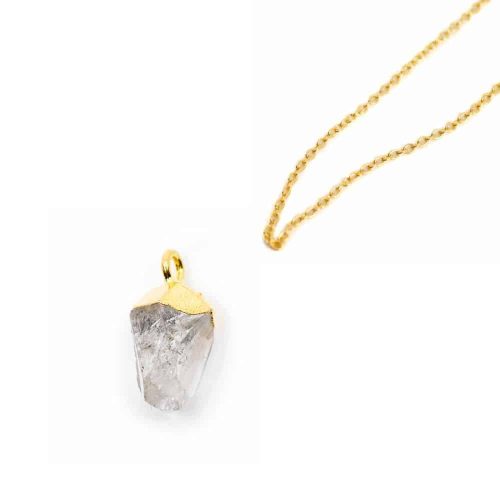 Geboortesteen Hanger April Herkimer Diamant met Goudkleurige Ketting – Bundel