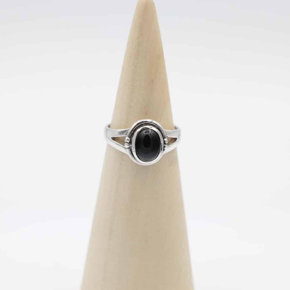 Zilveren Ring met Zwarte Onyx, Handgemaakt in Thailand